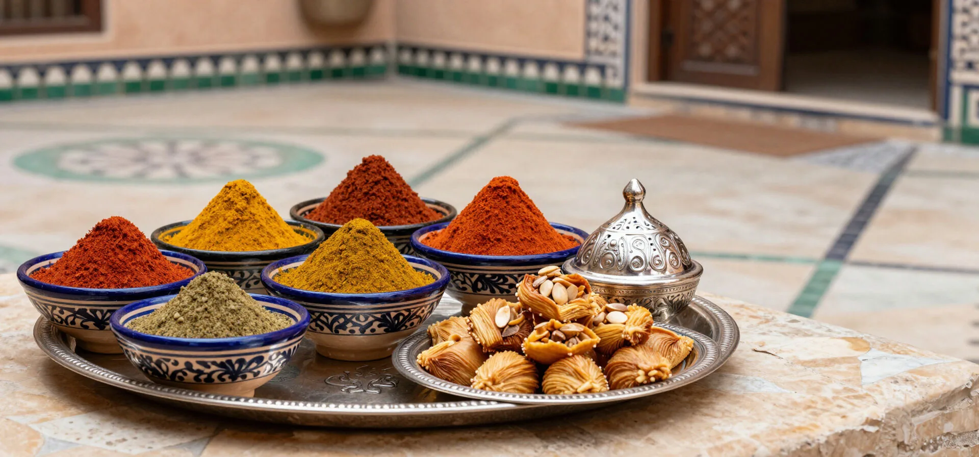 Étalage d'épices à Marrakech